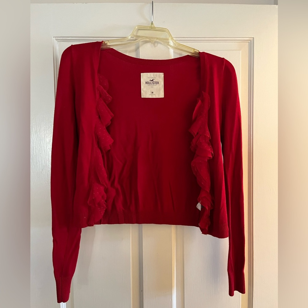 Hollister sweater in red. Button up.